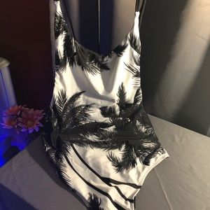 Whole Piece Black and White Bathing Suit